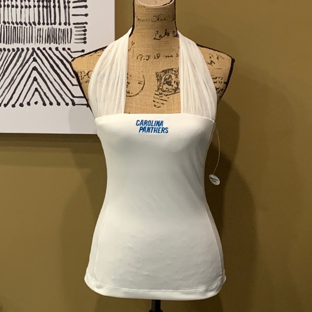 NWT CAROLINA PANTHERS Women’s All Sports Couture Halter Top~Shelf Bra~Small~$50